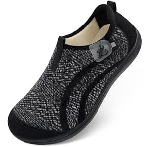 LeIsfIt Mens Slippers Wide House Shoes Adjustable Diabetic Slippers Warm Soft House Slipper for Swollen Edema Feet Indoor Outdoor Warm Shoes BlackPattern Size 8.5