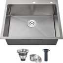 POPFLY 2522 Inch Drop in Kitchen Sink, Top mount Stainless Steel Single Bowl Sink, 18 Gauge Hand-made Overmount 9 Inch Deep Sink, Brushed