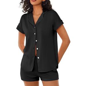 Ekouaer Womens Button Down Pajama Sleepwear Short Sleeve Pjs Soft Stripe Lounge Sets, 1pcs,  XL