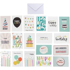 BEST PAPER GREETINGS 144 Pack Happy Birthday Cards Bulk with Envelopes for Kids, Work, Office, Friends, Family, Business - Blank Inside with 18 Designs, 4x6 In