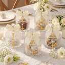 Chuangdi 12 Sets 48 Pcs Baptism Favors for Guests Crystal Candy Bowl Gifts with 12 Pcs Cross Rosary for Baptism Decorations Wedding Baby Shower Supplies First Communion Party(White)
