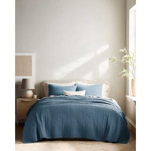 SANACYNA Muslin Blankets for Adults 6-Layer Gauze 100% Cotton Teal Grid Bed Blanket Lightweight Soft and Breathable King Blanket for Sofa Couch Bed Coverlet Both Sides (Blue, King 90" X 104")