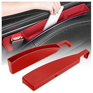 2PCS Car Seat Gap Filler Organizer with Charging Opening, Multifunctional Car Gap Filler Stop Things from Dropping, Universal Car Accessories Car Seat Storage Box (Carbon Red)
