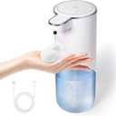 Automatic Foaming Soap Dispenser, Touchless Foam Hand Soap Dispenser for Bathroom, 4-Level Adjustable,13.5oz/400ml, Wall Mounted, Rechargeable (White+transparent)