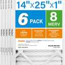 LotFancy 14x25x1 Air Filter MERV 8 6-Pack, Actual Size: 13.75"x24.75"x0.75", Electrostatic Pleated Furnace & AC Filter, Captures Dust, Pet Hair, Pollen