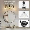 Black Bathroom Vanity Light,3-Light Vanity Light with Crystal Glass Shades,Vintage Farmhouse Vanity Lighting for Bathroom and Dressing Table
