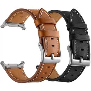 Galaxy Watch 8 Classic Band 46mm, Bands for Samsung Galaxy Watch8 40mm/44m (2025), Business Leather Wristband Replacement Strap for Men Women, Black+Brown Silver