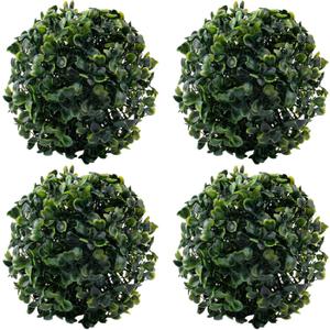 Framendino, 4 Pack 6 Inch Artificial Plant Topiary Ball Faux Boxwood Green Round Hanging Balls for Home Decor