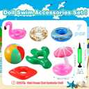 Chengu 6 Pcs Pool Floaties for Girl Dolls Swim Accessories Set Swimming Pool Floaties Party Ring Girl Dolls Cup Coasters Toys for 11.5" Swimming