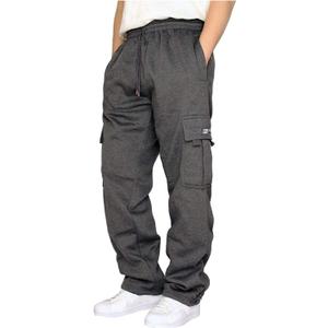 Men's Cargo Sweatpants Casual Fleece Joggers Loose Fit Open Bottom Athletic Pants for Men with Pockets (Gray, XXL)