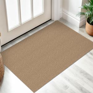IOHOUZE Small Area Rug 2x3 Washable Woven Rugs for Entryway Non Slip Rubber Backed Kitchen Rugs Indoor Outdoor Doormat Throw Rug Floor Carpet for Entrance Front Door, Orange/Tan/Brown (2' x 3' (Rectangular))