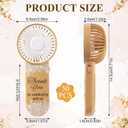 50 Pcs Mini Electric Handheld Fans for Wedding Guests Bulk, Portable Wedding Fans Battery Powered with Flower & Thank You for Celebrating with Us Patterns, Battery Not Include (Brown)