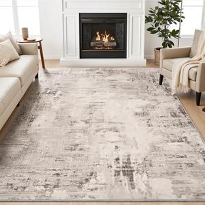 MontVoo 9x12 Area Rug-Washable Rugs for Living Room-Soft Brown Rug for Bedroom-Non Slip Indoor Floor Carpet for Dining Room Living Room Bedroom Office Under Table