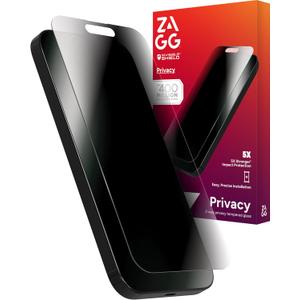 ZAGG Glass Elite Privacy Screen Protector for iPhone 16/15-2-Way Privacy Filter, Ultra-Strong Tempered Glass, 5X Stronger, InvisibleShield, Smudge-Free, Easy Install, Recycled Content