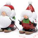 Hodao Christmas Elf Skiing Figurine Decoration  Winter Holiday Elf on Skis, Adorable Holiday Tabletop Ornament, Ski Lodge Decor, Mantel, Shelf & Table Centerpiece Christmas Decorations (Red-2)