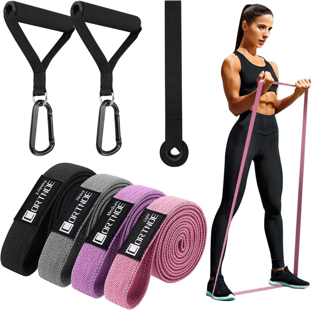 Resistance Bands with Handles,Pull Up Bands Fabric Long Resistance Bands Set of 10 Long Workout Bands with Door Anchor, Handles, Exercise Bands for Working Out, Weight Training (Pink,Purple,Gray,Black)