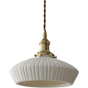 White Ceramic Pendant Light, White Ceramic with Brass Socket Chandelier, Dining Room Hanging Lamp, Bedroom Bedside Bar Hanging Light,Living Room Pendant Lamp