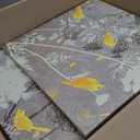 Wall HDQ Yellow Gray Picture Wall Art for Bathroom Wall Decor Flowers Canvas Prints Framed 4 Panels (16 x 16 in (4 Piece))