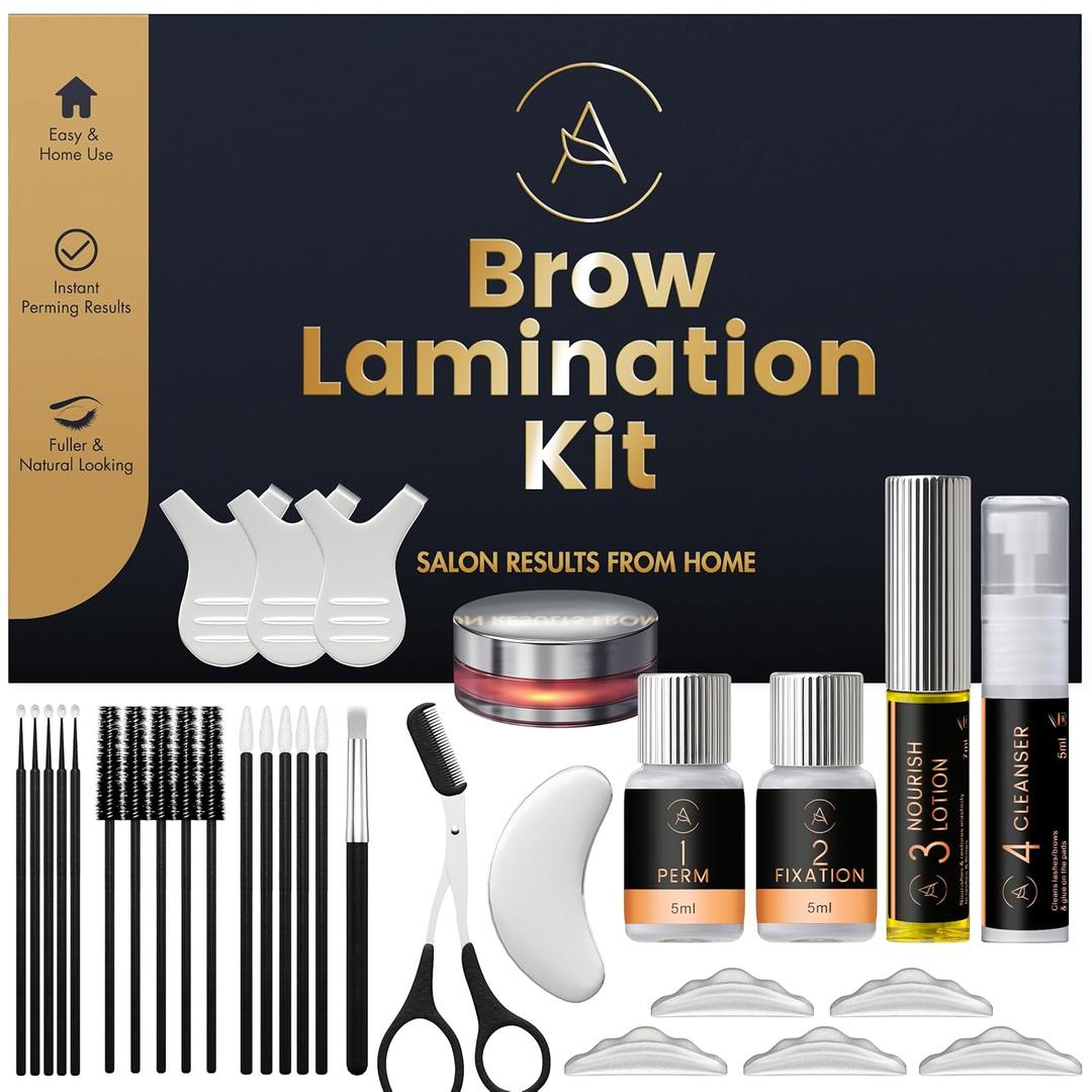 Eyebrow Lamination Kit, At-Home Brow Lift Kit for Beginner/Professional, Includes Instructions, Lasts 6-8 Weeks, 15 Applications, Safe & Effective - ABK1