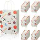 24pcs Sports Party Favor Bags, Gift Paper Bags with Baseball Basketball Football Patterns, Goodie Bag with Handles for Sports Themed Birthday Party