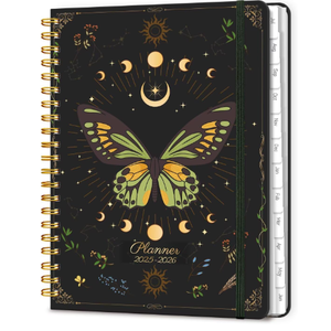 2026 Planner 8.5 x 11, Large Weekly and Monthly Planners with Tabs, A4 Spiral Bound Daily Calendar 2026 Planner, 12 Month Agenda Organizers from Jan. to Dec.(Black Bloss)