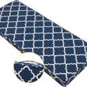 FUNHOME Outdoor Bench Cushion 48 x18 x3 Inch,Water Resistant Portable Settee Cushion,Porch Swing Cushion with Handle&Ties,Bench Seat Pads for Garden Patio Backyard Furniture(Blue Geometry)