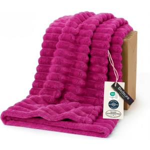 Bedsure GentleSoft Hot Pink Blanket for Couch - Cozy Soft Blankets for Women, Cute Small Throws for Girls, 50x60 Inches