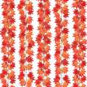 CQURE 24 Pack Fall Leaf Garland, Hanging Vines Artificial Fall Maple Leaves Garland Thanksgiving Decor for Home Fireplace Party(Mixed Color)