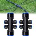 HIRALIY 2PCS 6-Way Connector Part, Drip Irrigation Fittings, 1/4" Interface (Distribution Tubing) and 15mm Interface (Main Hose), for HIRALLY Quick Connect Drip Irrigation Kit