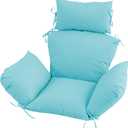Outdoor Egg Chair Cushion with 8 Securing Straps, Water-Repellent & Fade-Resistant, Removable Cover, Replacement Cushion for Most Single Hanging Swing Egg Chairs Light Blue