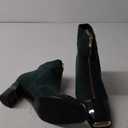 Jimishow Ankle Booties Block Heeled Winter Autumn Suede Short Boots For Women Chunky High Heel Square Toe Front Zipper Boots Green Size 12.5