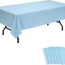 Table Cloths Disposable 6 Pack Light Blue, 108x54 Inch Blue Plastic Tablecloth Waterproof Rectangle Table Covers for Wedding, Birthday, Bridal Shower, Graduation, Prom, Disco & Party Supplies