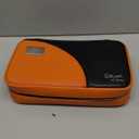 Leather Cigar Case for 5 Cigars  Orange Travel Humidor with 3 Pockets, Bold Hard Shell Organizer, Full Grain Leather, Portable Cigar Pouch