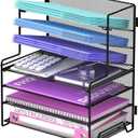 Reeplan 7 Tier Desk File Organizer, Letter Tray Paper Organizer, Metal Desktop Organizers and Accessories for Study and Workspace, for Home Office, Black