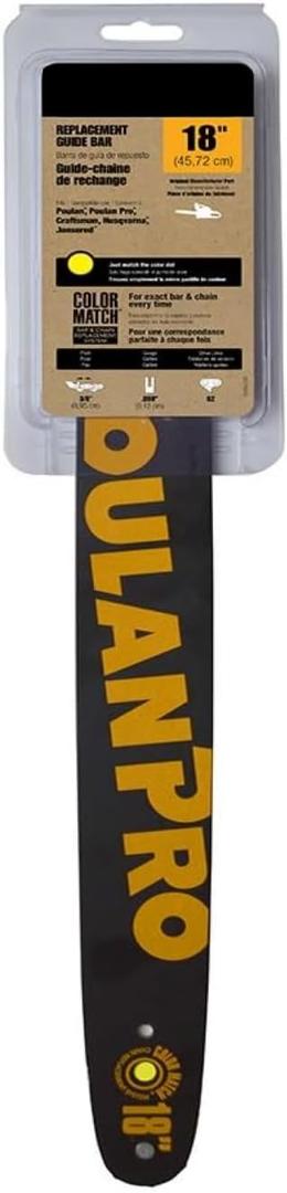 18-in Guide Bar Compatible With Poulan Pro Chainsaw Fits PP262, PP4018, PP4218, PP4218A, PP4218AV, PP4218AVHD, PP4218AVX, PPB1838, PPB4018, PPB4218, 44689, 952044689