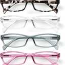 Gaoye Reading Glasses for Women, 6 pack Fashion Readers for Women Men Spring Hinge Eye Glasses, Blue Light Reading Glasses (Glossy Black, Tofu Beige, Transparent Pink, Transparent, Transparent Purple, Transparent Blue)