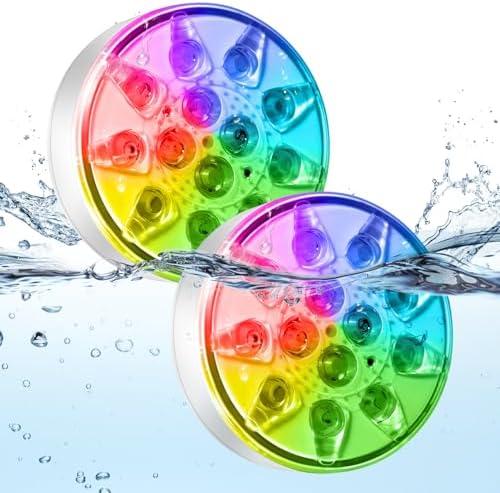 afzdby Upgraded Rechargeable Submersible LED Pool Lights with Remote,IP68 Waterproof Floating Pond Light,16 Colors Underwater Lights for Above Ground Pool,Tub,Bath,Party,Vase Outdoor Decor