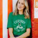 St Patricks Day Shirt Women Prone to Shenanigans and Malarkey Tshirts Shamrock Graphic Tee Tops (XL)