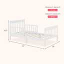 Dream On Me Finn Toddler Bed in White, Greenguard Gold and BSA Certified, Non-Toxic Finish, Made of Sustainable New Zealand Pinewood, Low-to-Floor Design with Safety Guard Rails 53"L x 30"W x 24.5"H