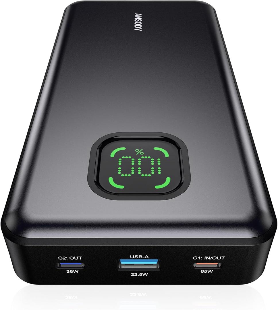 65W Power Bank, 25000mAh Travel Essential USB C Laptop Portable Charger, 100W Total Fast Charging Battery Pack for MacBook Dell XPS iPad Tablet Steam Deck iPhone 17-12 Series Samsung Switch and More (Dark Gray)