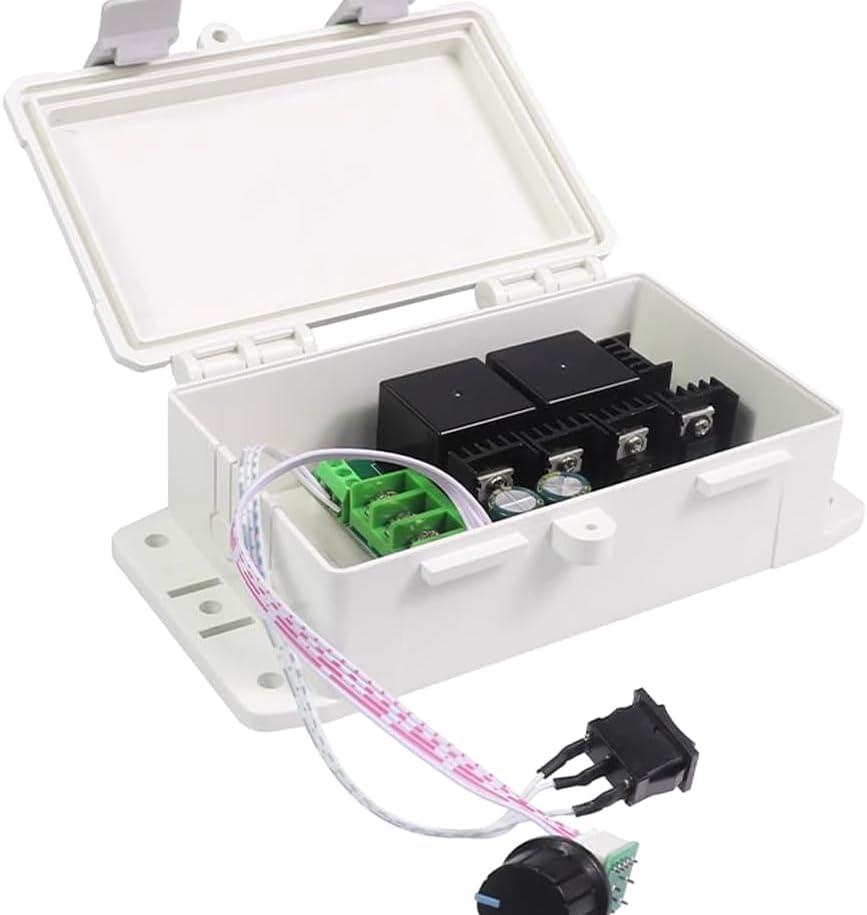 Waterproof PWM DC Motor Speed Regulator 30A DC 12V 24V 36V Forward and Reverse Control Speed Switch, with Protective Case
