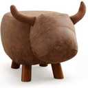 WoodShine 13" High Cow Ottoman for Kids & Adults,Soft Cushioned Coated Fabric Animal Footstool with Anti-Tip Legs, Seat for Nursery, Playroom, Living Room Decor Durable & Easy to Clean Footrest