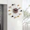 Big Wall Clock Mid Century Modern Silent Non Ticking 16 Inch Vintage Decorative Wood Ball Quartz Clocks for Living Room Office Kitchen, Large