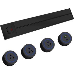 Track Outlet; Removable Electrical Outlet Track System, 19.68 inch Power Track 8000w, 3 AC Outlet adapters 1875W,USB-C PD 20W Supercharging for Home Kitchen, Living Room, Office- Black