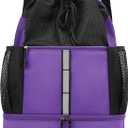 PinCute Drawstring Gym Bag for Men/Women - Mesh Beach Swim Bags Sports Backpack with Wet Pocket&Shoe Compartment, Lightweight (Purple)