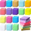 PerKoop 48 Pads Mini Lined Sticky Notes 1.5 x 2 Inch Bright Ruled Stickies Colorful Memo Pads for Students Business Home Office Supplies, 12 Colors, 4800 Sheets