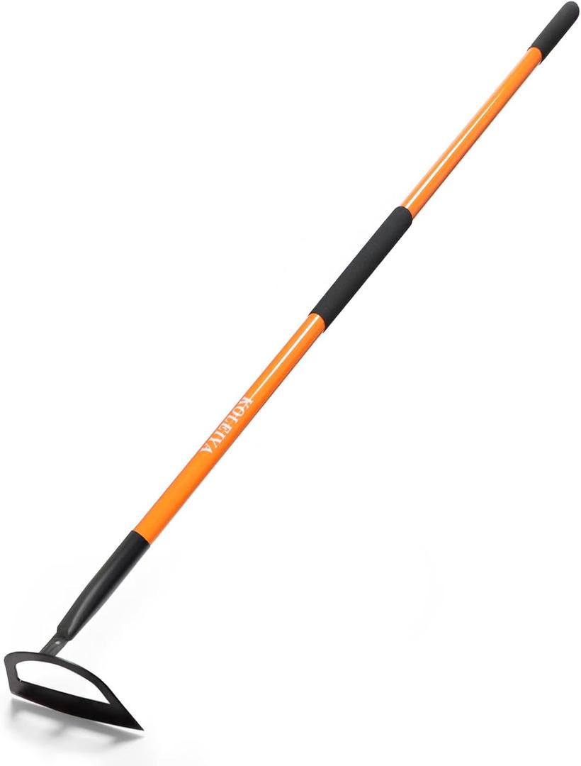57 Inch Heavy Duty Garden Hoe with Orange Fiberglass Handle - Long Handle Garden Hoes for Weeding, Gardening, and Cultivating - Durable Hoe Garden Tool for Heavy Duty Use