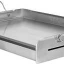LITTLE GRIDDLE 100% Stainless Steel Griddle with Even Heat Cross Bracing and Removable Handles - For Grills, Camping, Tailgating, Silver