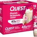 Quest Nutrition Strawberry Protein Shake, 45g Protein, 2g Sugar, 4g Net Carbs, Ready to Drink, Gluten Free, 12 Count (EXP 01/19/27)