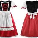 Girls Costume for Girls Deluxe Costume Halloween Dress with Cloak,Apron, Bag (Red), Size: 6-7/130
